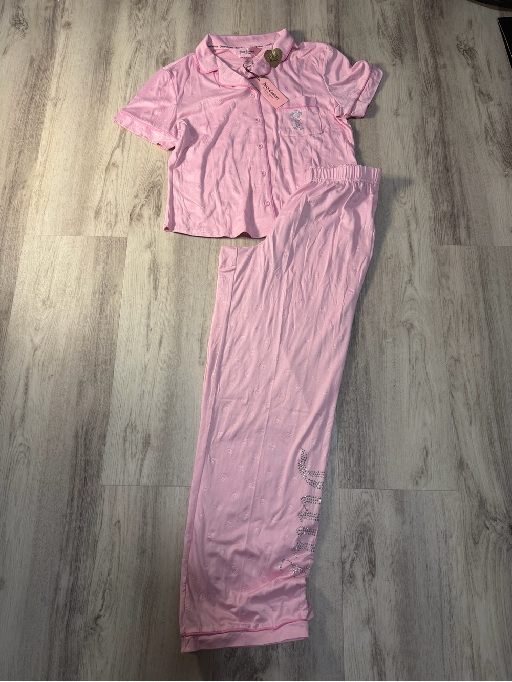 Juicy Couture Light Pink Short-Sleeve Button Pajama Set